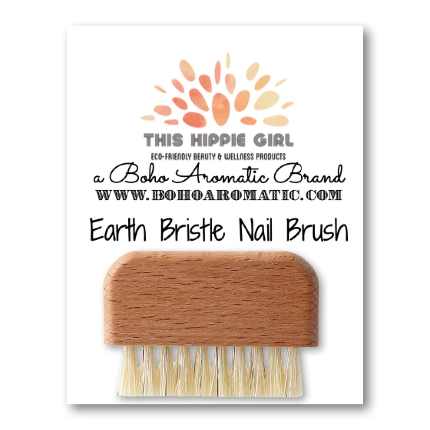 THIS HIPPIE GIRL Earth Bristle Wooden Cleaning Finger Nail Brush with Natural Bristles, Fits in Pocket Sustainable Fingernail Brush for Scrubbing Fingernails and Toes (Beechwood), Skin Care Tool
