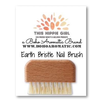 THIS HIPPIE GIRL Earth Bristle Wooden Cleaning Finger Nail Brush with Natural Bristles, Fits in Pocket Sustainable Fingernail Brush for Scrubbing Fingernails and Toes (Beechwood), Skin Care Tool