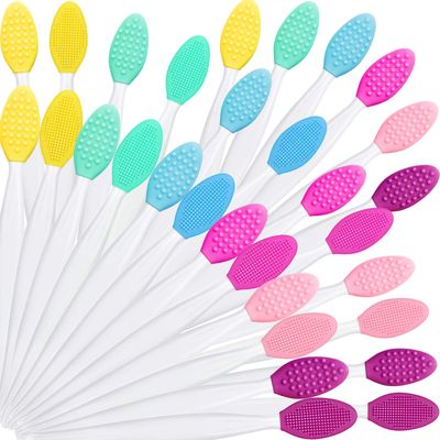 Silicone Exfoliating Lip Brush Double Sided Silicone Lip Brush Soft Cleaning Lip Exfoliator Brush Beauty Tool for Smoother Skin and Fuller Lip Appearance, 6 Colors