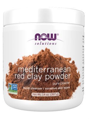 NOW Foods Solutions, Mediterranean Red Clay Powder, Pure Powder for Sensitive Skin Facial Mask, 14-Ounce