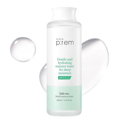 Make P:REM Safe Me. Relief Essence Toner, Quick and Deep Hydrating Face Toner, All Skin Types, 24-Hour Moisturizing, EVE Vegan, Korean Skin Care, 400ml, 13.52 Fl.Oz.