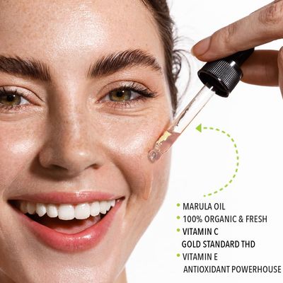 Lemyn Organics Virgin Marula Face Oil | Supercharged with Vitamin C & E | Freshly Made | Intense Hydration & Radiance Boost | Anti-Aging Skin Care and Face Moisturizer | Organic - Vegan - Cruelty-Free