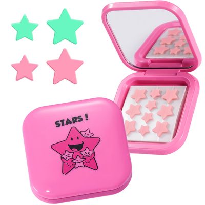 LitBear Acne Pimple Patch with Mirror Case, Pink &amp; Green Star Pimple Stickers Acne Cover Patch, Hydrocolloid Acne Patches For Face Zit Patch Acne Dots with Tea Tree Oil &amp; Centella, 120 Patches