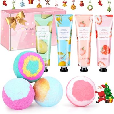 Valentines Day Gifts for Her, Bath Sets for Women Gift, Bath Bombs and Hand Lotion Set, Women Birthday Gifts, Bridesmaid Gifts Teacher Appreciation Gifts Nurse Gifts, Self Care Gifts for Corworkers