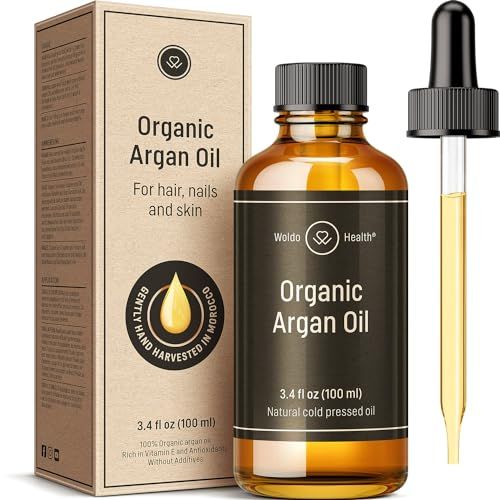 Organic Argan Oil for Hair, Face, Skin &amp; Nails 3,4 Fl Oz - Cold Pressed &amp; 100% Pure from Morocco