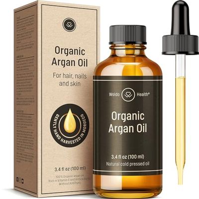 Organic Argan Oil for Hair, Face, Skin &amp; Nails 3,4 Fl Oz - Cold Pressed &amp; 100% Pure from Morocco