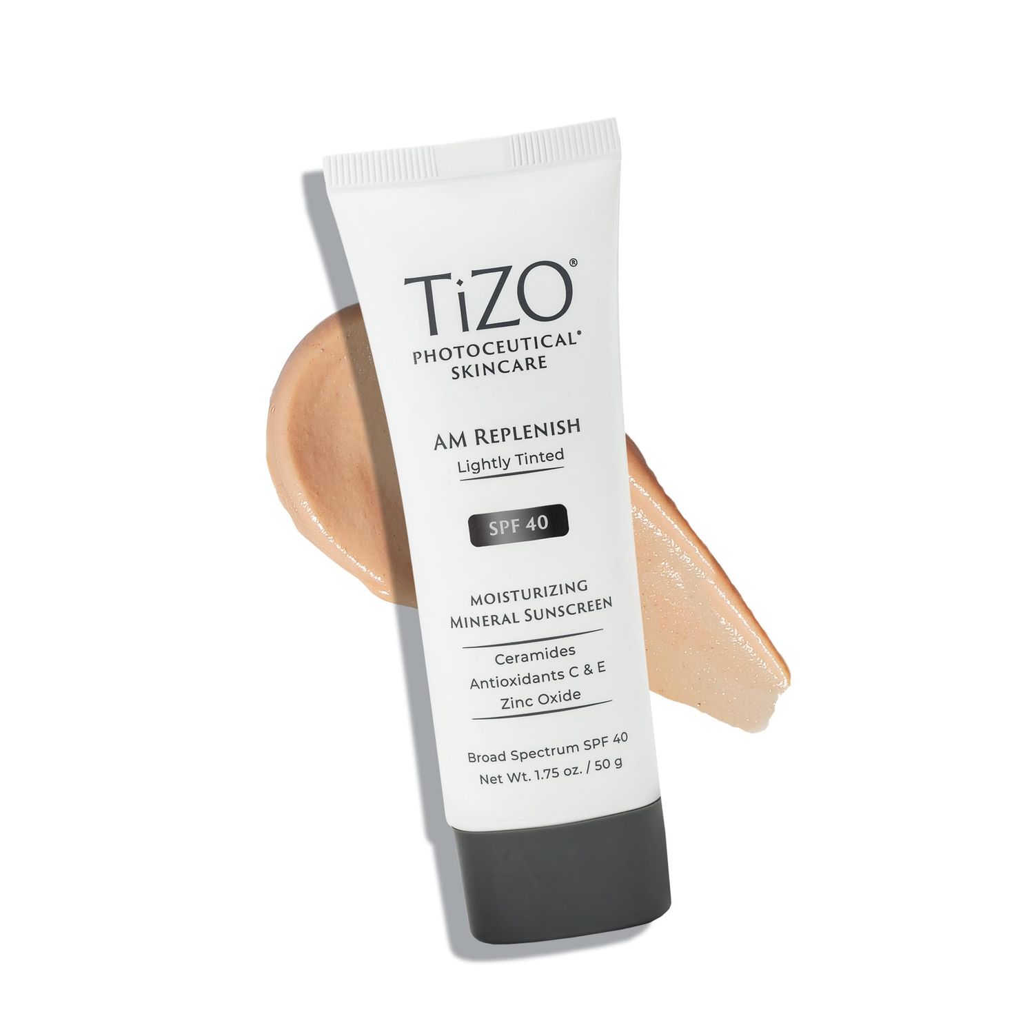 TIZO Photoceutical AM Replenish Lightly Tinted Creams, Gels, &amp; Lotions SPF 40, 1.75 Fl Oz