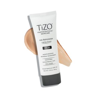 TIZO Photoceutical AM Replenish Lightly Tinted Creams, Gels, &amp; Lotions SPF 40, 1.75 Fl Oz