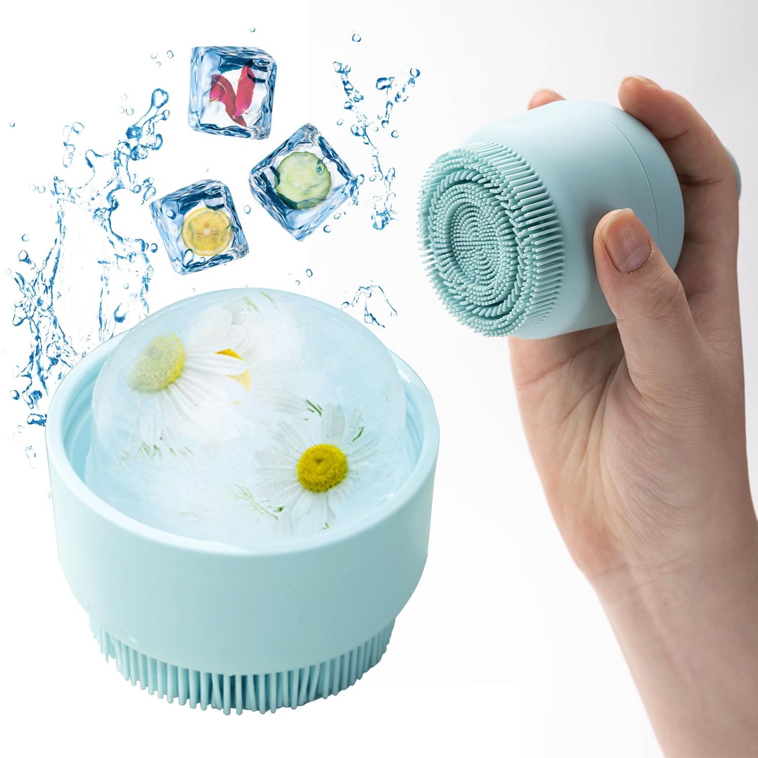 Ice Roller for Face and Silicone Face Scrubber, Facial Beauty Ice Roller Skin Care Tools, Ice Facial Cube, Eye Face Massage Tool, Silicone Ice Mold for Face Beauty Facial Cleansing Brush