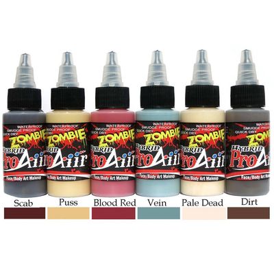 ProAiir Face and Body Painting Makeup - 6 Zombie Colors - 1 oz (30ml)