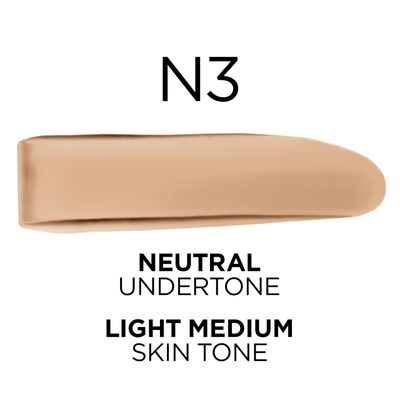 LOral Paris True Match Super-Blendable Foundation, Medium Coverage Liquid Foundation Makeup, N3, Light Medium, 1 Fl Oz