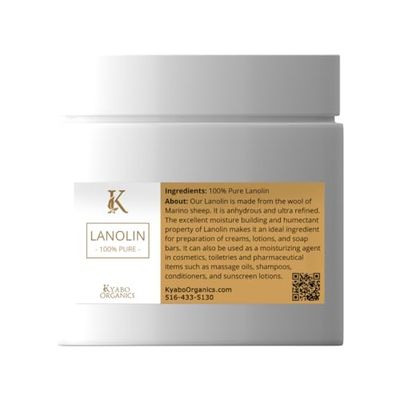 Kyabo Pure Lanolin 1lb Jar - All-Natural Emollient for Dry Skin, Chapped Lips, and More - Moisturizing, Hydrating, and Soothing - Ideal for Skincare and DIY Beauty Products Organic (16oz/1lb Jar)