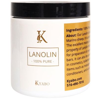Kyabo Pure Lanolin 1lb Jar - All-Natural Emollient for Dry Skin, Chapped Lips, and More - Moisturizing, Hydrating, and Soothing - Ideal for Skincare and DIY Beauty Products Organic (16oz/1lb Jar)