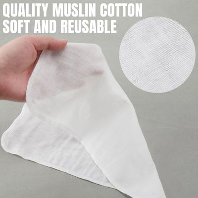 Velmitten 12 Pcs Individually Wrapped Facial Cleansing Muslin Cloths Travel Size Face Cotton Cloths Reusable Makeup Remover Wipes Exfoliating Muslin Washcloths for Skin Care