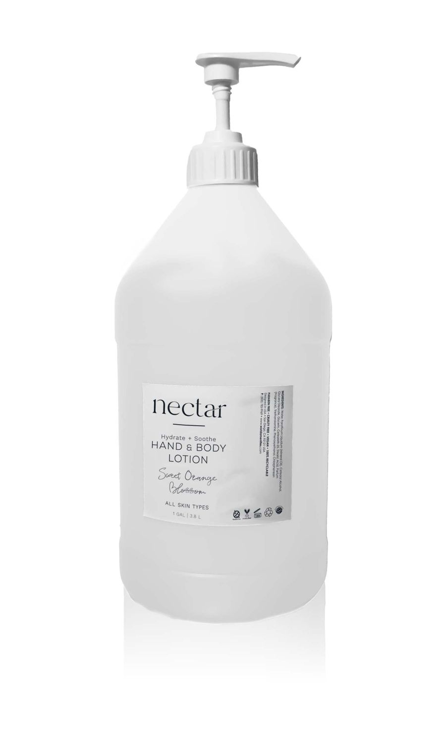 World Amenities - Nectar Body Lotion | 1 Gallon, 3.8L | Sweet Orange Blossom Refill Bottle With Pump, Hotel Amenities, Airbnb Rentals, Suitable for All Skin Types - 1 Gallon Pack