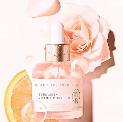ReNew You Essentials Squalane and Vitamin C Rose Serum. Anti Aging Anti Wrinkle Brighten, Hydrate, Firm and Reveal Radiant Skin 1.0 ounces