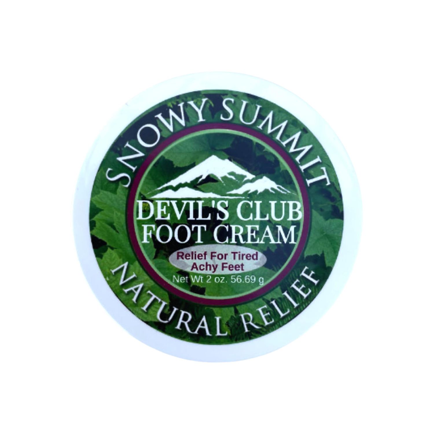 Snowy Summit Alaskan Devil&#39;s Club Foot Cream For Tired, Dry Feet - Hydrating Natural Foot Repair Cream with Light Herbal Scent - Non-Greasy, Handcrafted Foot Care Cream - 2oz