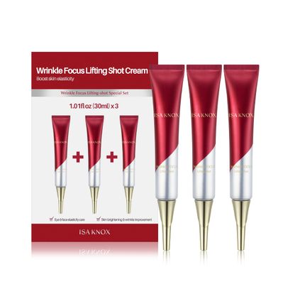 ISA KNOX Wrinkle Focus Firming Eye Cream Set (3.1fl oz, Pack of 3) - Korean Skin Care. Powerful Moisturizer for Fine Lines, Elasticity Strengthening Serum for Face and Eyes, Neck. Cedrol, Peptide.