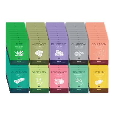 U-NEED 100 pcs Korean Face Sheet Mask (10 Types x 10 pcs) Natural Facial Mask Sheet | Tencel | Skin Care | Made in Korea | Moisturizing &amp; Tightening | Pigment Balancing