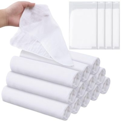 Velmitten 12 Pcs Individually Wrapped Facial Cleansing Muslin Cloths Travel Size Face Cotton Cloths Reusable Makeup Remover Wipes Exfoliating Muslin Washcloths for Skin Care