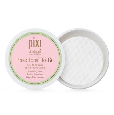 Pixi Rose Tonic To-Go, Nourishing Rose Flower Water Pads, Toning &amp; Moisturizing, Alcohol-Free Daily Hydrating Toner Pads On The Go, 60 Pads
