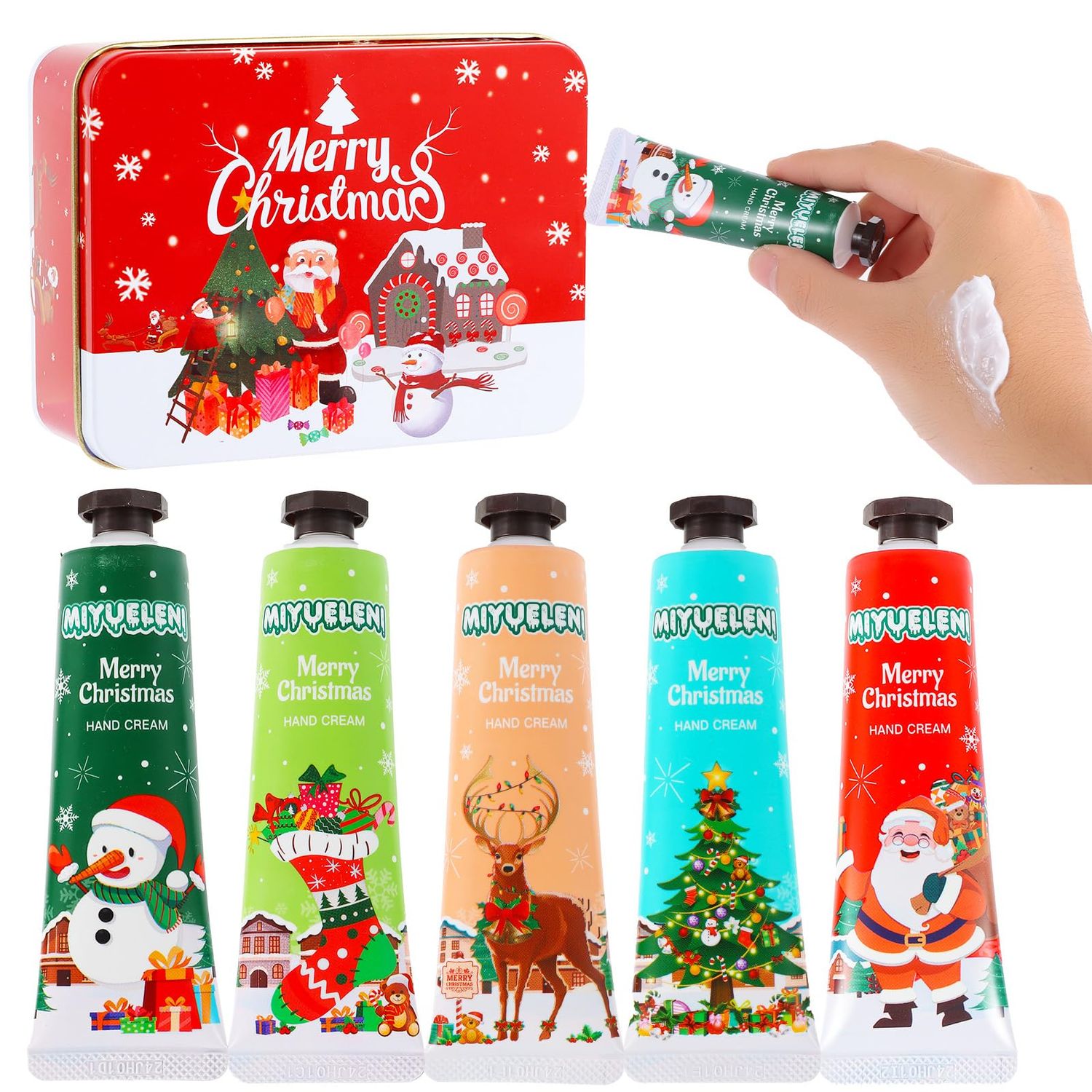 LiYiQ Christmas Hand Cream Gift Set Hand Cream for Women Scented Hand Lotion for Dry Cracked Hands Moisturizing Hand Care Cream Travel Size Gift Holiday Gift for Valentine&#39;s Day Christmas. (5)