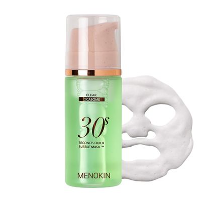 MENOKIN 30 Seconds Bubble Serum Mask [No wait, Simply rubbing the bubble into your skin, finish the facial mask][CLEAR] Centella asiatica &amp; calming mask, Radiance-boosting 3.21 fl.oz
