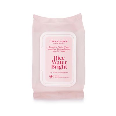 The Face Shop Rice Water Bright Makeup Remover Wipes for Face with Rice Extract, Brightening, Moisturizing, Infused with Cleansing Milk, Vegan Disposable Cleansing Facial Wipes, Korean Skin Care