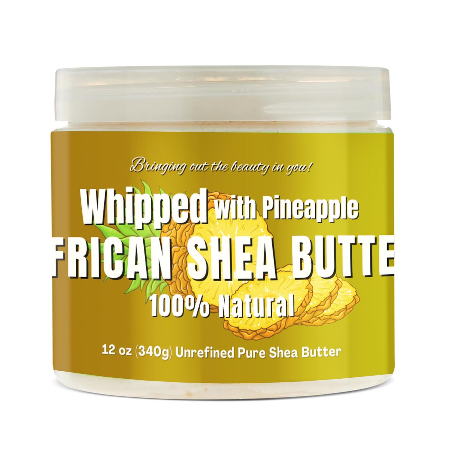 RA COSMETICS Whipped Shea Butter Pineapple - 12oz | 100% Pure &amp; Natural African Shea Butter for Men &amp; Women - Ultimate Handcrafted Moisturizer with Essential Vitamins for Radiant Skin &amp; Luscious Hair
