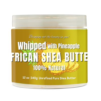 RA COSMETICS Whipped Shea Butter Pineapple - 12oz | 100% Pure &amp; Natural African Shea Butter for Men &amp; Women - Ultimate Handcrafted Moisturizer with Essential Vitamins for Radiant Skin &amp; Luscious Hair