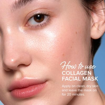 MAREE Collagen Face Mask with Hyaluronic Acid - Sheet Face Masks Skincare with Green &amp; Red Algae Extract for All Skin Types - Hydrating Facial Mask Skin For Women Care Mascarillas Faciales - 6 Pack