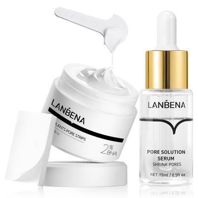 LANBENA 3 in 1 Blackhead Removing Set, Pore Strips+Pore Solution Serum+Removal Strip Paper, Black Head Remover Mask for Face, Pore Minimizer &amp; Reducer for Face, Leaving Your Skin Fresh and Clean