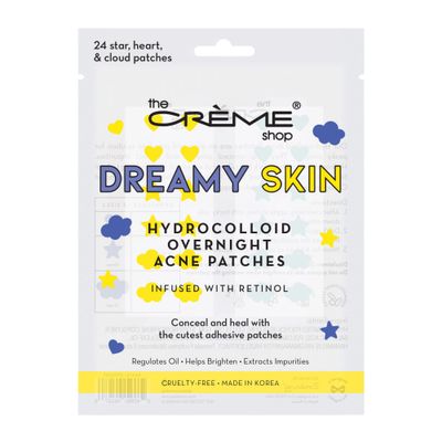 The Crme Shop Dreamy Skin Hydrocolloid Overnight Acne Patches - Infused with Salicylic Acid + Witch Hazel | Adhesive patches that fight pesky pimples. (72 Patches / 3 Sizes)