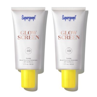 Supergoop! Glowscreen SPF 40, Sunrise (Champagne Glow) - 1.7 fl oz, Pack of 2 - Glowy Primer + Broad Spectrum Sunscreen - Helps Filter Blue Light - Boosts Hydration - Hyaluronic Acid &amp; Vitamin B5
