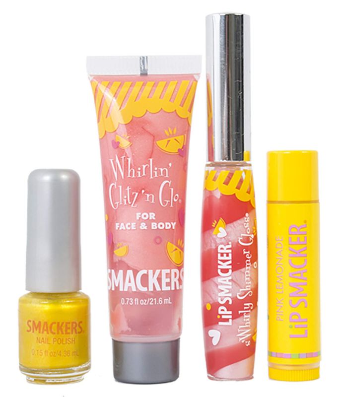 Lip Smacker Pink Lemonade Glam Bag Makeup Set for Girls | Lip Balm, Lip Gloss, Nail Polish, &amp; Lotion | Christmas Make Up Collection | Holiday Present | Gift for Girls | Set of 4