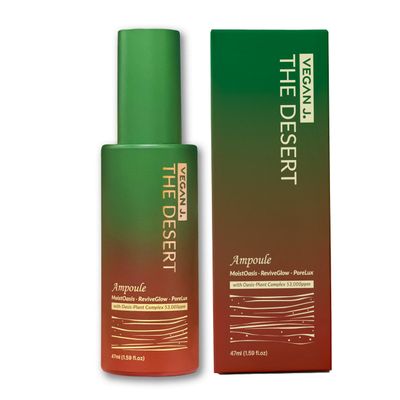 Vegan J. The Desert Ampoule | Ultimate Hydration with MoistOasis | 53,000ppm Oasis-Plant Complex | Korean Skincare | Kbeauty | Vegan (47ml)