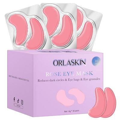 ORLASKIN Under Eye Patches,30 Pairs Eye Mask Skin care for Dark Circles, Puffy Eyes, Under eye Bags,Wrinkles,Eye Treatment Skin Care for Men &amp; Women Gift Rose