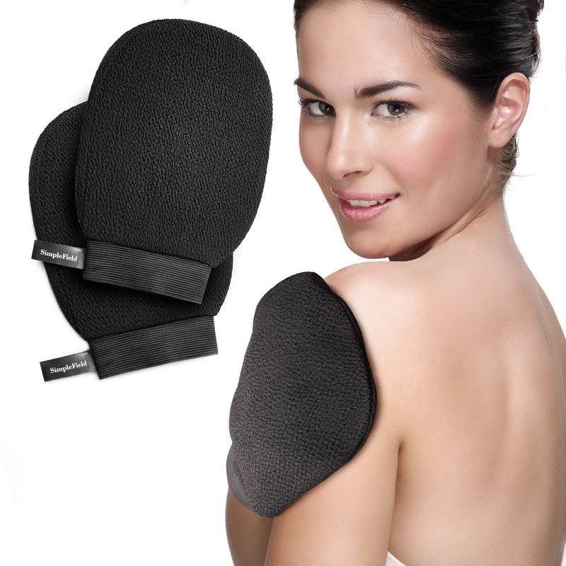 SimpleField Korean Exfoliating Mitt for Remove Dead Skin. 2 Pack 100% Viscose Kessa Deep Exfoliating Gloves for Body Scrub, Keratosis Pilaris and Self Tanning. Easily Smooth Skin Surface.
