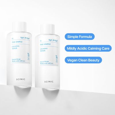 SCINIC The Simple Calming Toner 10.1 fl oz (300ml) | Vegan Face Astringent for Sensitive and Irritated Skin | Fresh Watery Texture | PH-Balanced Mild Toner | Korean Skincare