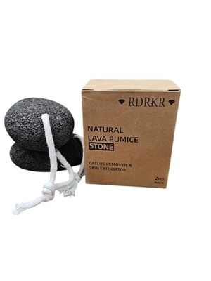 RDRKR Pumice Stone Foot and Hand Scrubber - Natural Lava Stone for Callus Remover, Foot Exfoliation, Hand Scrub, Pedicure Tool, Dry Skin Remover, Promote Healthy Foot and Hand Care 2 Pack Black
