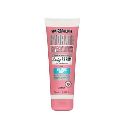 Soap &amp; Glory Hydrate Expectations Body Serum - Thirst Quenching Hyaluronic Acid - Full-Coverage, Lightweight, Fast Absorbing Vegan Moisturizing Body Serum (8.4 Fl Oz)