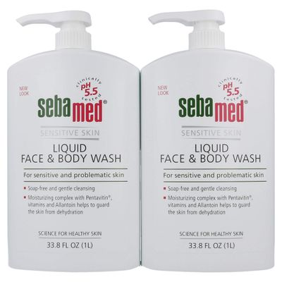 SEBAMED seba med Liquid Face and Body Wash, for Sensitive Skin 33.8-Fluid Ounces Bottle (Pack of 2)
