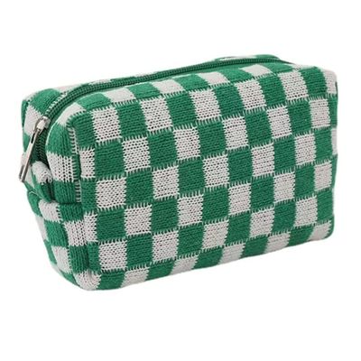 MIFJNF small makeup bag cosmetic bag skin care bag cute accessories y2k accessories makeup bag cute makeup bags checkered makeup bag (Green)