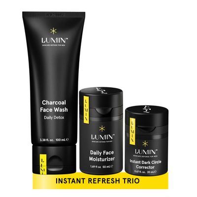 Lumin Skin Care Set Routine for Men - Burnout Buster Trio - Men&#39;s Facial Care Kit, Men&#39;s Skincare Routine For Dry Skin &amp; Dark Circles, 2 Month Supply