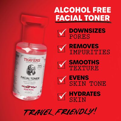 Thayers Alcohol-Free Rose Petal Witch Hazel Facial Toner for Glowing Skin, Soothing, Hydrating, Refreshing Toner for Normal and Combination Skin, 3oz
