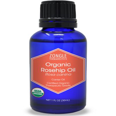 Zongle Therapeutics Organic, Rosehip Oil, for Face, Cold Pressed - 100% Pure, Rosehip Oil, for Skin, Hair, 1 OZ