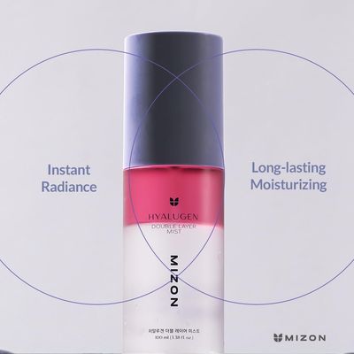 MIZON Hyalugen Double Layer Mist with Hyaluronic Acid and Marine CollagenYouthful Skin Spray Instant Glow Moisturizing Korean Skincare (3.38 oz)