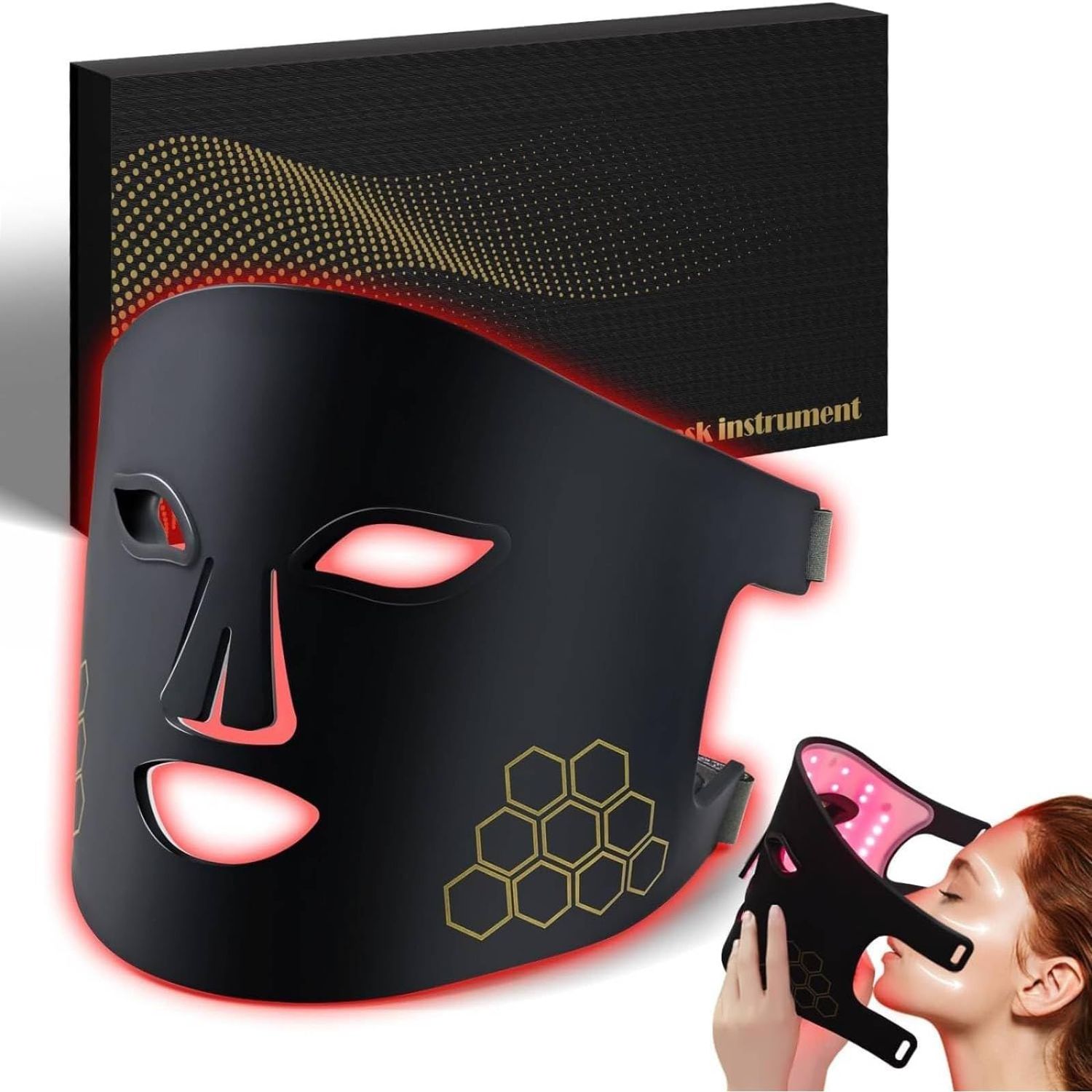YOEYOU Red Light Therapy for Face, Infrared LED Face Mask Light Therapy 4 Light Waves with 850nm Near Infrared, Portable Rechargeable Red Light Therapy Mask Skincare Device for Facial Rejuvenation