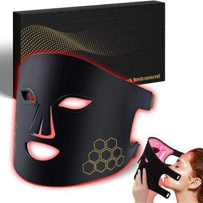YOEYOU Red Light Therapy for Face, Infrared LED Face Mask Light Therapy 4 Light Waves with 850nm Near Infrared, Portable Rechargeable Red Light Therapy Mask Skincare Device for Facial Rejuvenation