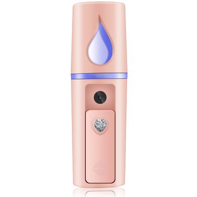 Nano Facial Mister Portable Mist Sprayer with Mirror Mini Cool Mist Spray for Skin Care &amp; Facial Body Moisturized &amp; Eyelash Extensions, USB Rechargeable (Pink)